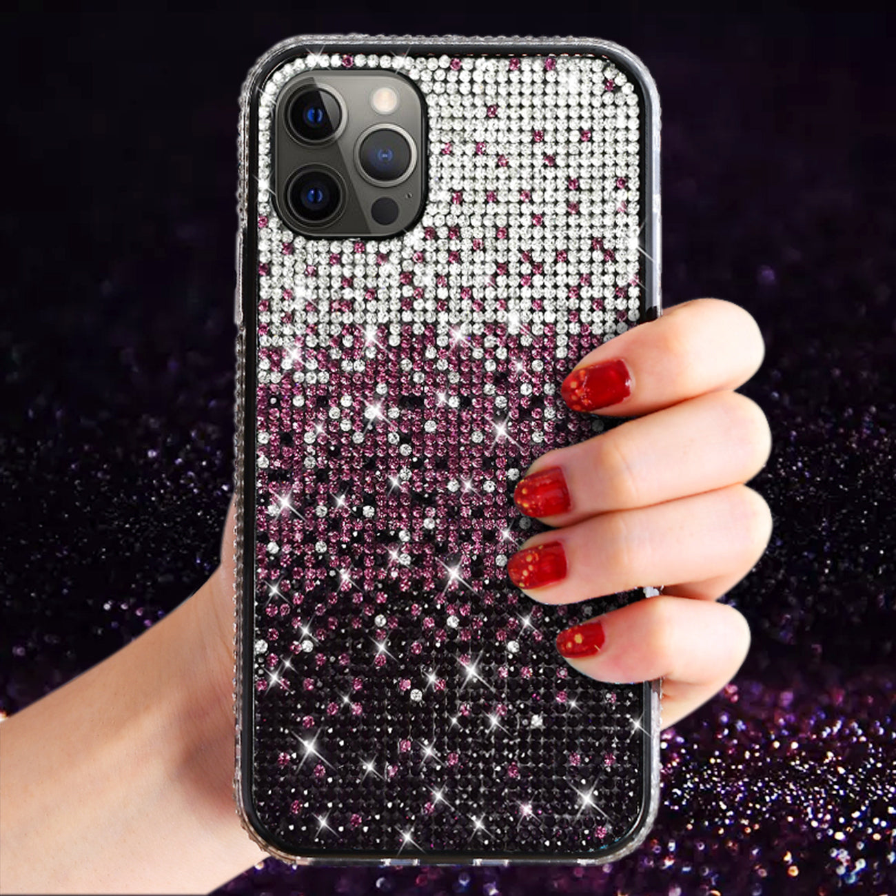 Reiko Design Diamond Case For APPLE IPHONE 12 /IPHONE 12 PRO In Purple